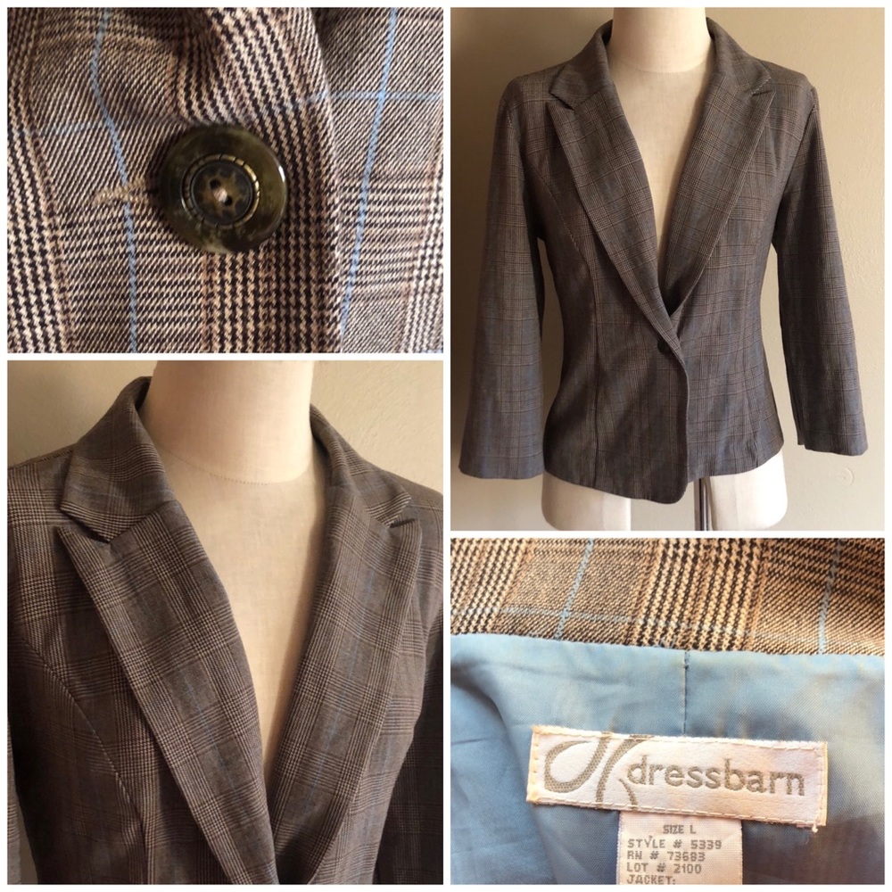 Blue & Brown Plaid Suit Jacket